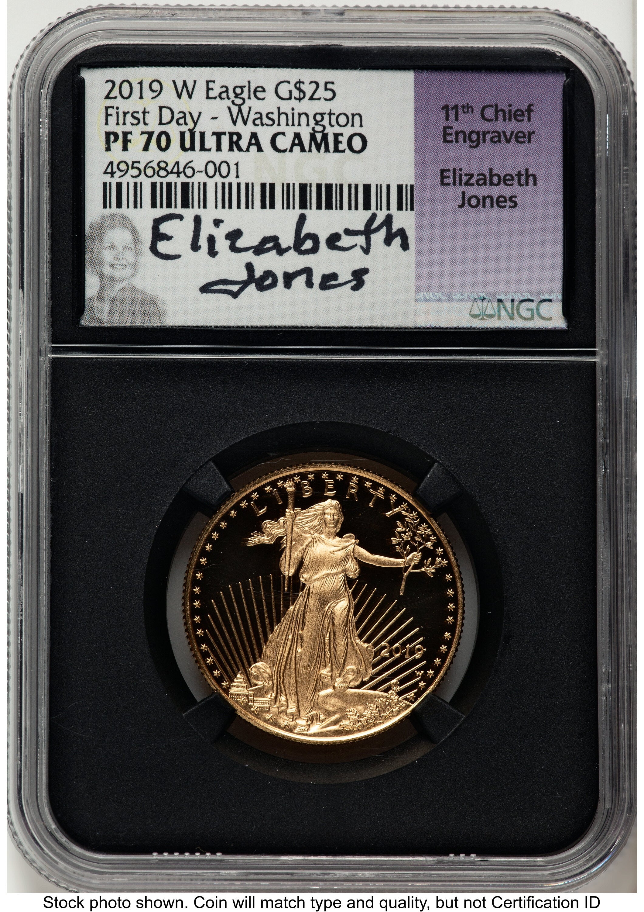 2019-W Proof Gold Eagle 1/2 oz FDI Elizabeth Jones Washington NGC PF70