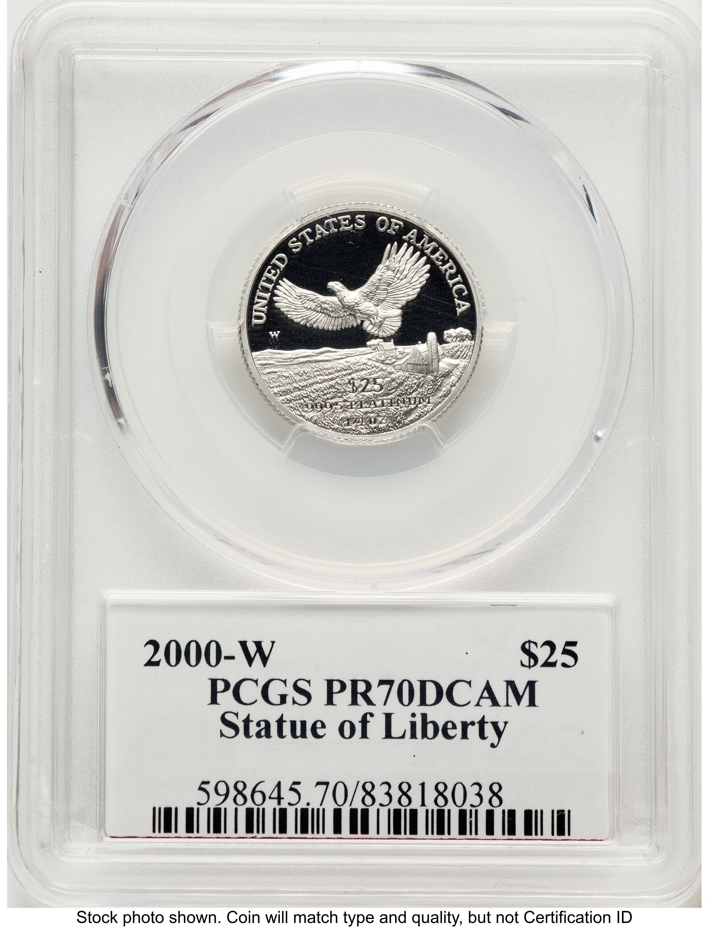 2000-W Proof Platinum Eagle 1/4 oz PCGS PR70 Ed Moy