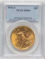 1922-S $20 Saint-Gaudens Double Eagle PCGS MS64