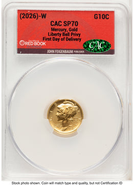 2026 2 Coin Best of the Mint 1916 Mercury Dime Gold 1/10 oz and Silver 1 oz Medal Set First Day of Delivery Red Book CACG MS70
