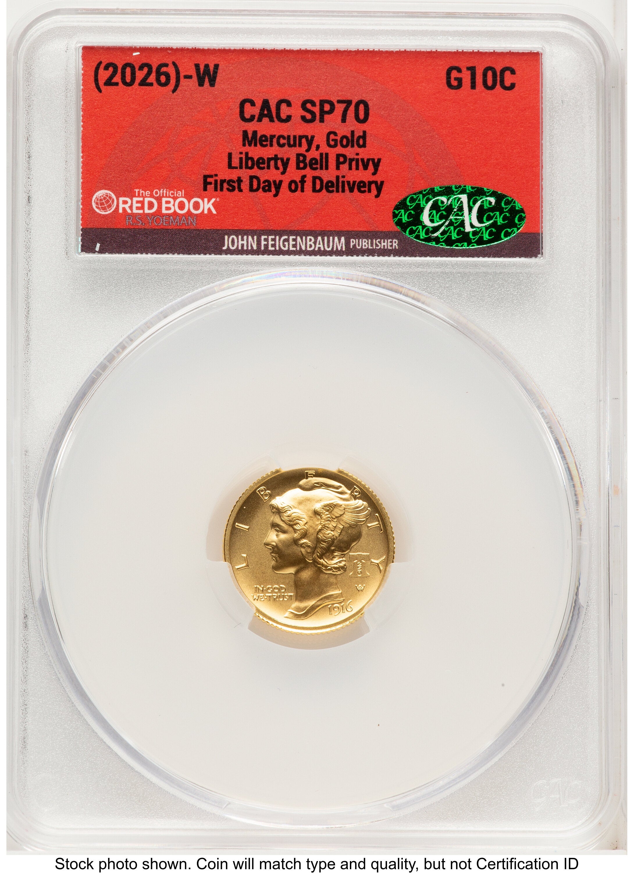 2026 2 Coin Best of the Mint 1916 Mercury Dime Gold 1/10 oz and Silver 1 oz Medal Set First Day of Delivery Red Book CACG MS70