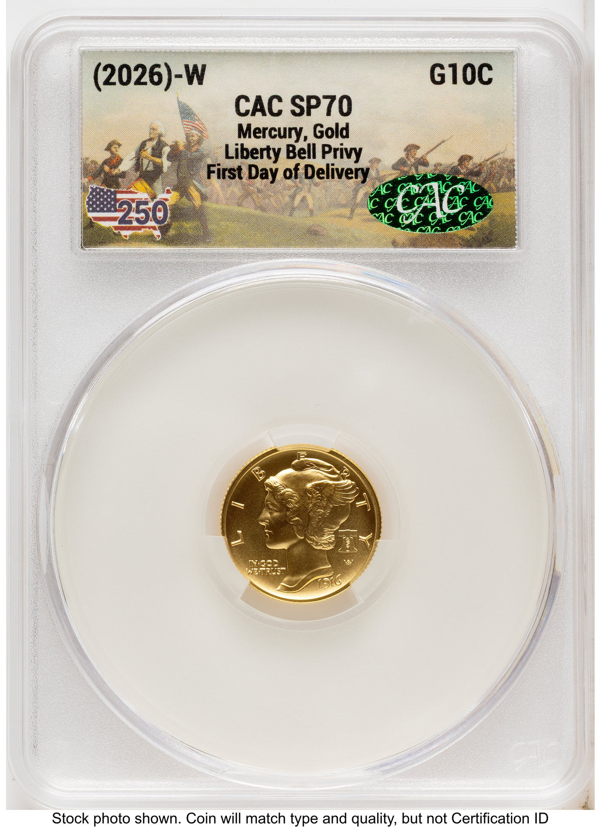 2026 2 Coin Best of the Mint 1916 Mercury Dime Gold 1/10 oz and Silver 1 oz Medal Set First Day of Delivery America 250 CACG MS70