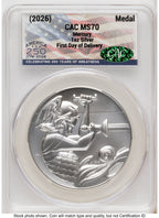 2026 Best of the Mint 1916 Mercury Silver Medal 1 oz First Day of Delivery America 250 Flag Label CACG MS70