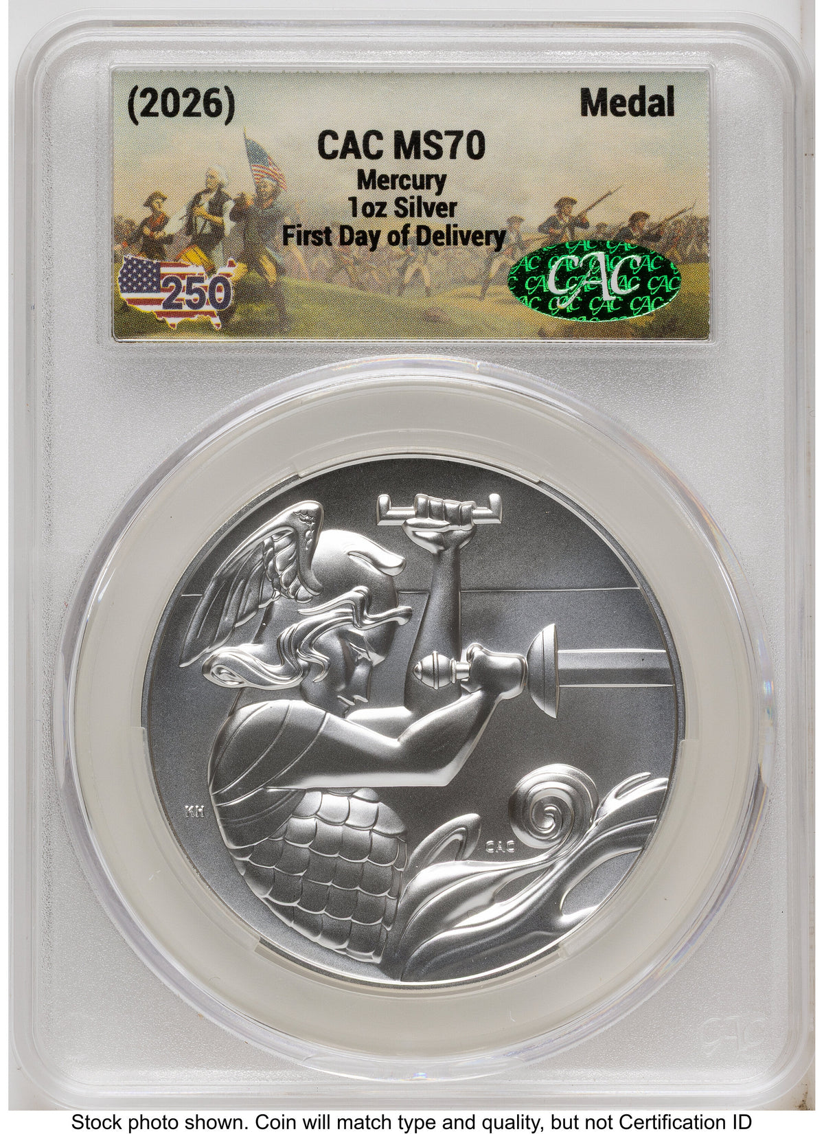 2026 Best of the Mint 1916 Mercury Silver Medal 1 oz First Day of Delivery America 250 CACG MS70