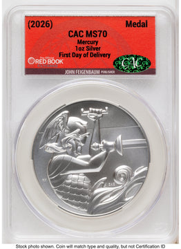 2026 Best of the Mint 1916 Mercury Silver Medal 1 oz First Day of Delivery Red Book CACG MS70