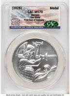 2026 2 Coin Best of the Mint 1916 Mercury Dime Gold 1/10 oz and Silver 1 oz Medal Set First Day of Delivery America 250 Flag Label CACG MS70