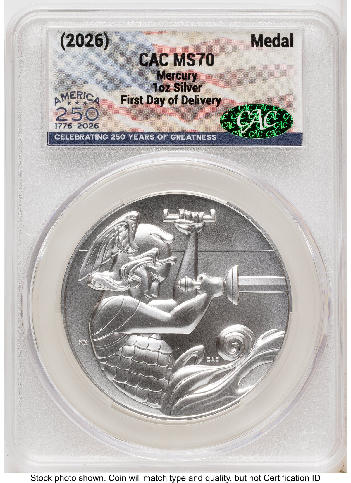 2026 2 Coin Best of the Mint 1916 Mercury Dime Gold 1/10 oz and Silver 1 oz Medal Set First Day of Delivery America 250 Flag Label CACG MS70