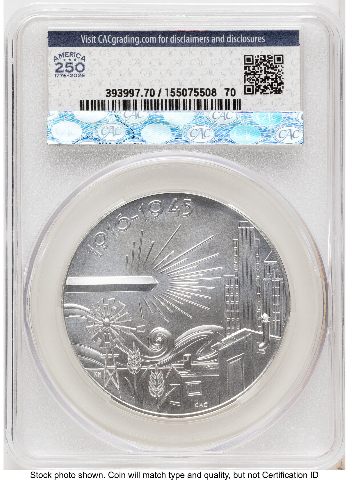 2026 Best of the Mint 1916 Mercury Silver Medal 1 oz First Day of Delivery America 250 Flag Label CACG MS70