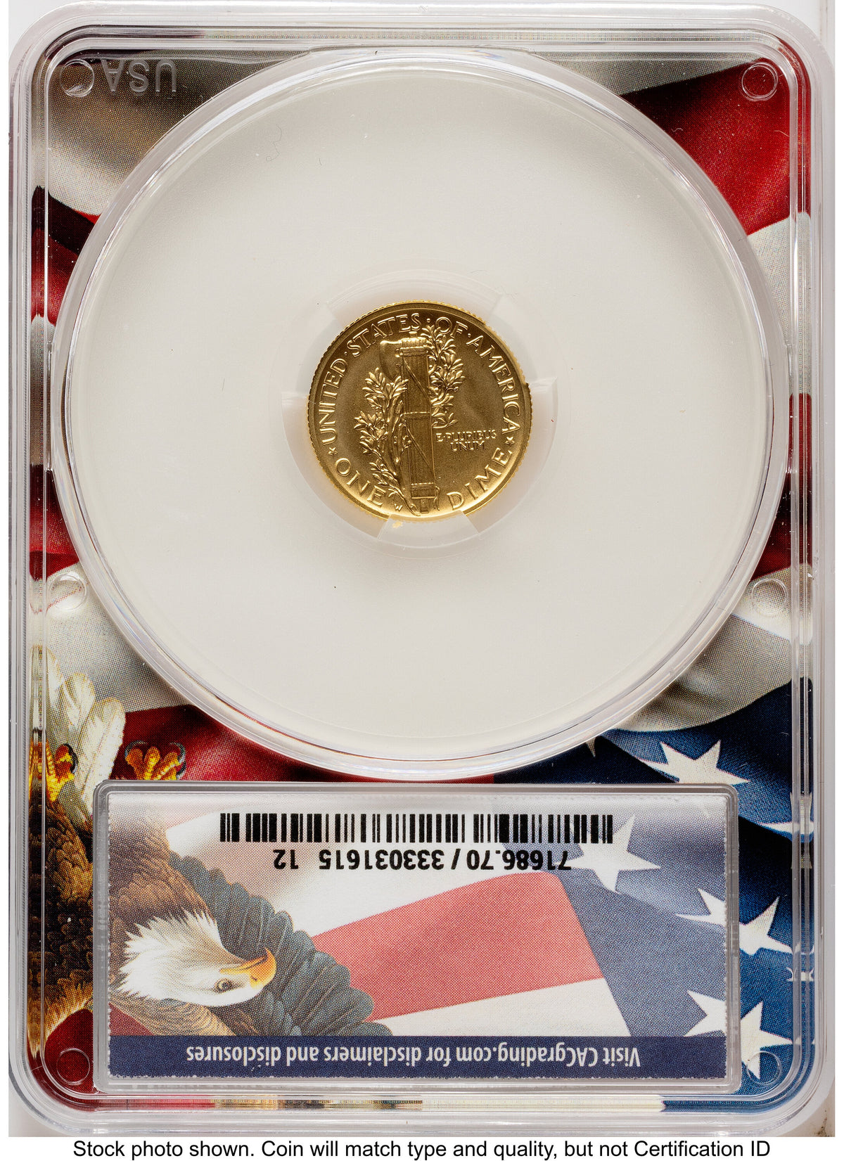 2026-W Best of the Mint 1916 Mercury Dime Gold 1/10 oz Advanced Delivery Ron Drzewucki Flag Core CACG MS70