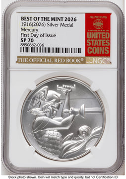 2026 Best of the Mint 1916 Mercury Silver Medal 1 oz FDI Red Book NGC MS70