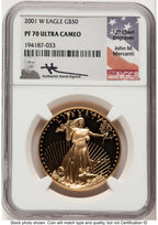 2001-W Proof Gold Eagle 1 oz John NGC PF70 Mercanti