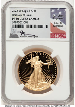 2023-W Proof Gold Eagle 1 oz FDI John NGC PF70 Mercanti
