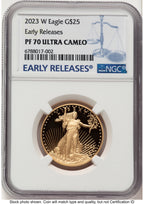 2023-W Proof Gold Eagle 1/2 oz ER Blue NGC PF70