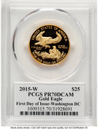 2015-W Proof Gold Eagle 1/2 oz FDI John Washington PCGS PR70 Mercanti