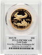 2015-W Proof Gold Eagle 1 oz FDI John Washington PCGS PR70 Mercanti