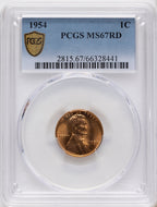 1954 1C RD Lincoln Cent PCGS MS67