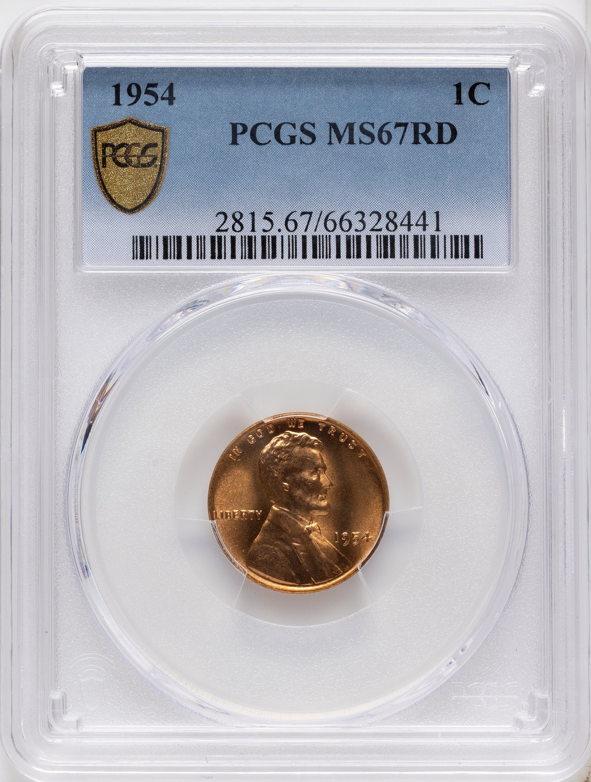 1954 1C RD Lincoln Cent PCGS MS67