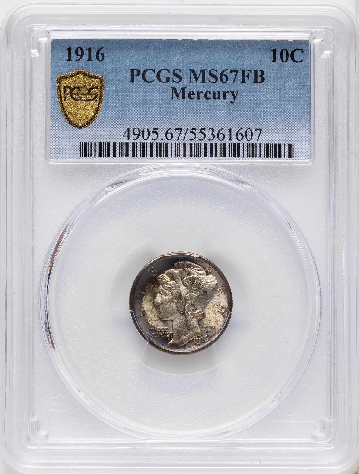 1916 10C Mercury FB Mercury Dime PCGS MS67
