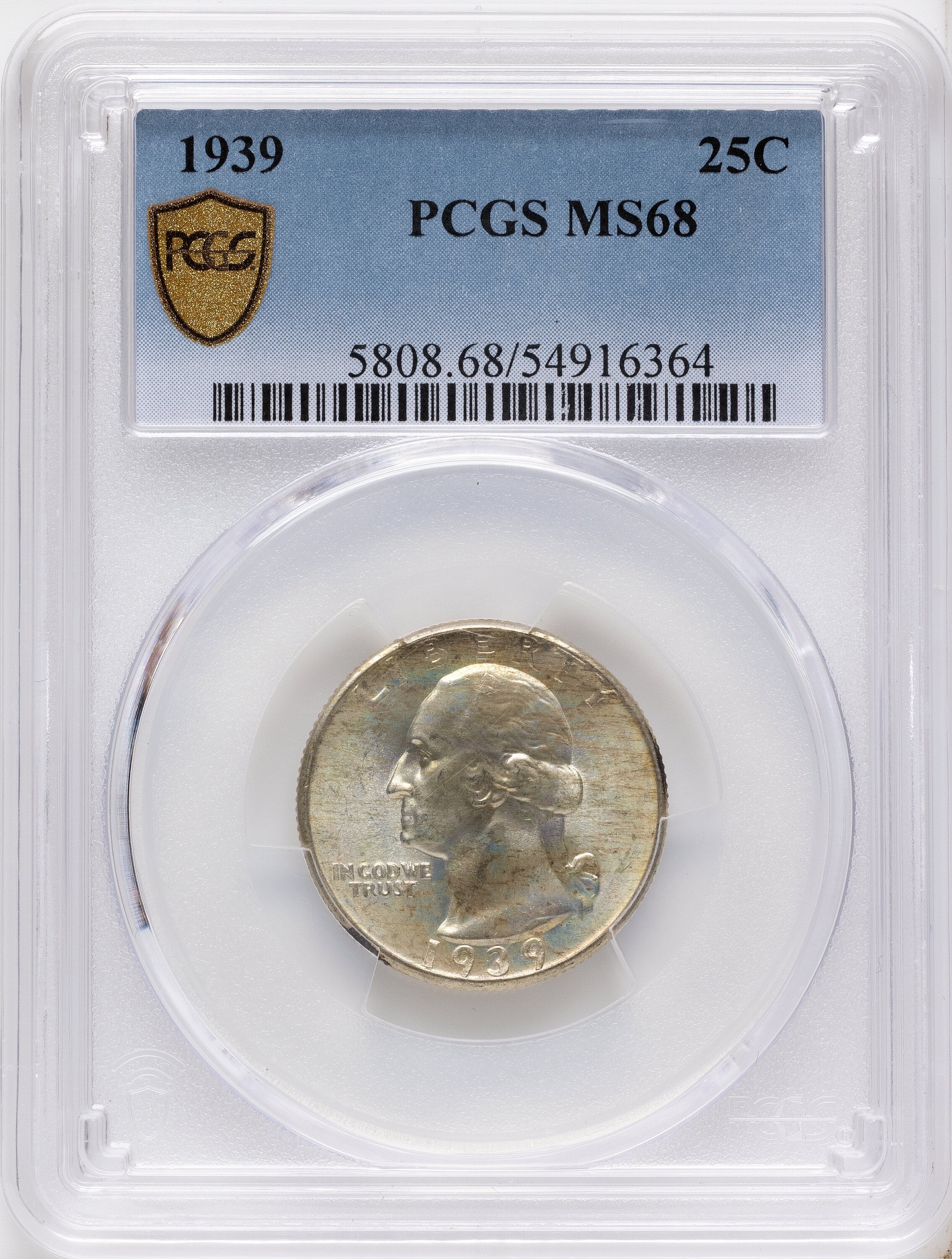 1939 25C Washington Quarter PCGS MS68