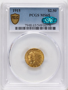 1915 $2.50 CAC Indian Quarter Eagle PCGS MS65