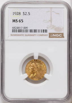 1928 $2.50 Indian Quarter Eagle NGC MS65