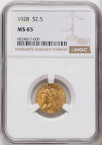 1928 $2.50 Indian Quarter Eagle NGC MS65