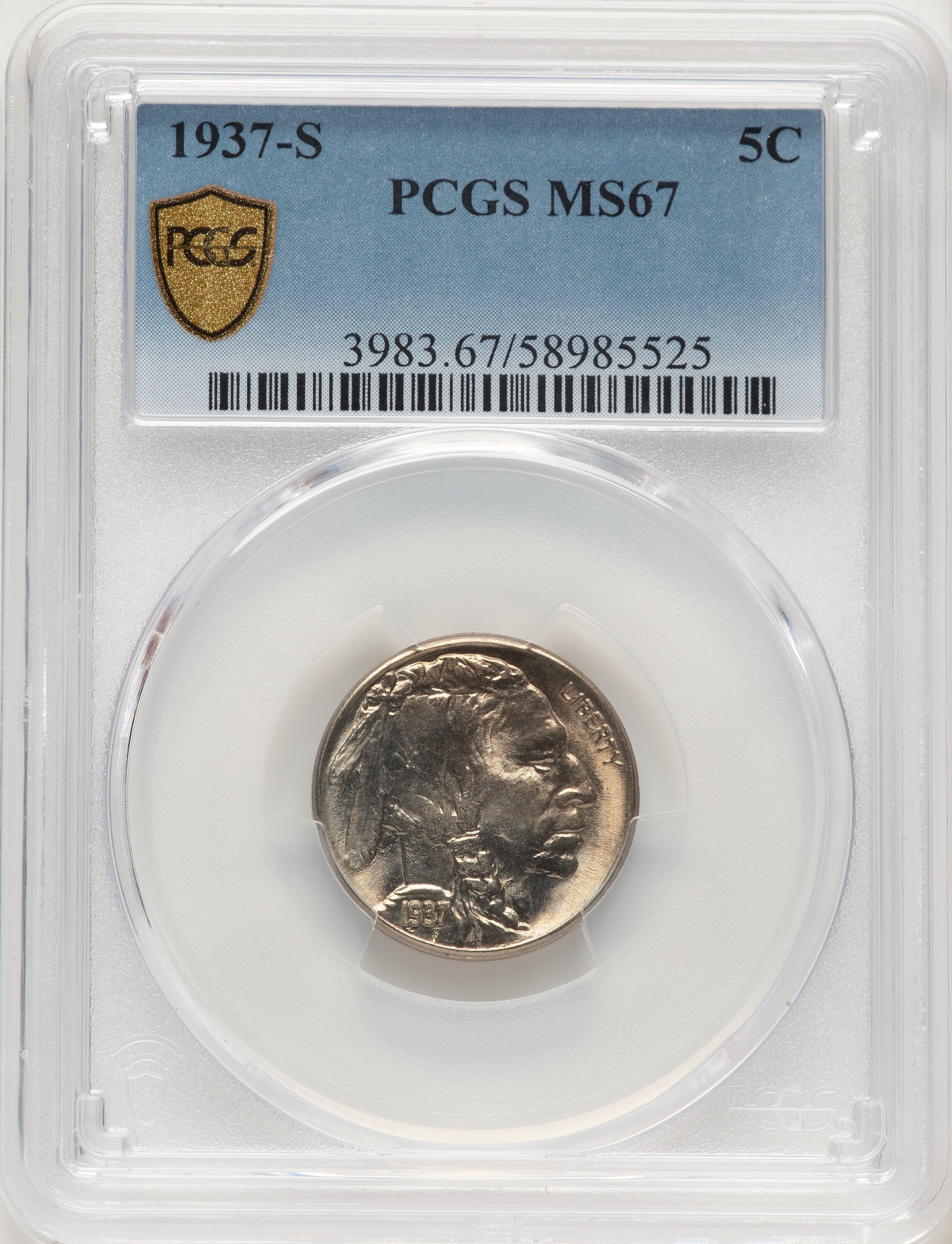 1937-S 5C Buffalo Nickel PCGS MS67
