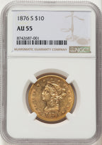 1876-S $10 Liberty Eagle NGC AU55