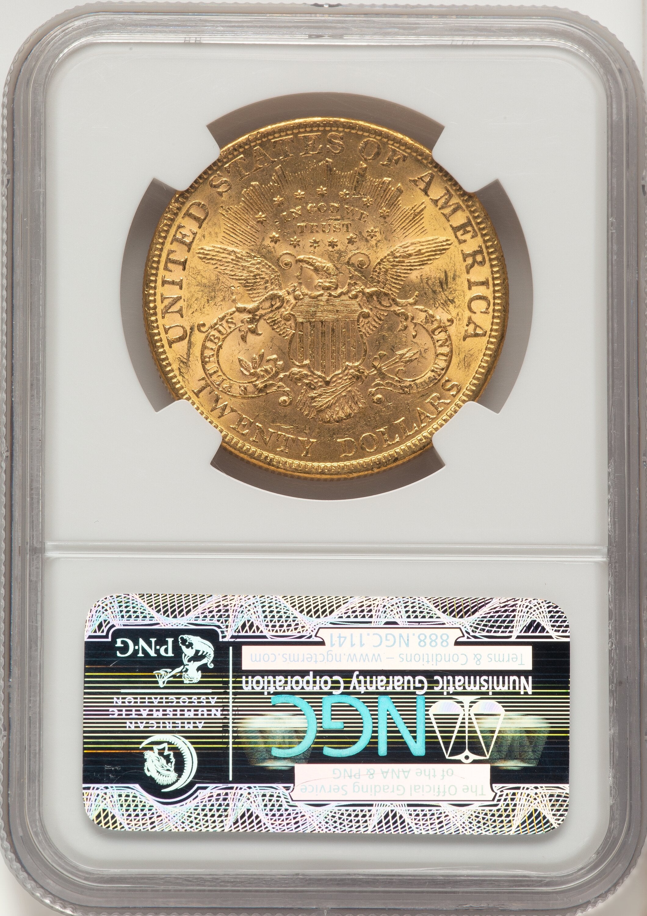 1878 $20 Brown Label Liberty Double Eagle NGC MS61