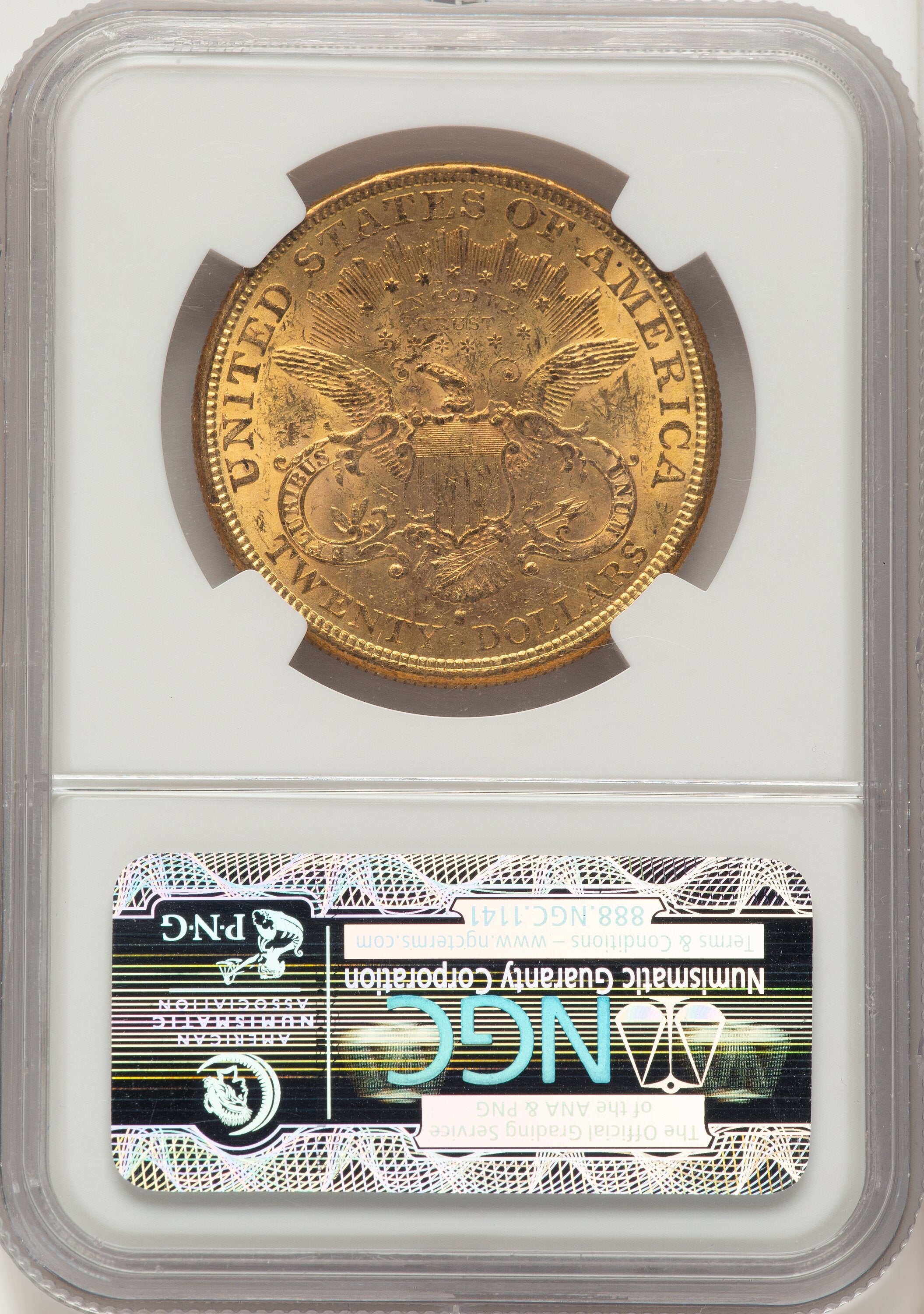 1877-S $20 Brown Label Liberty Double Eagle NGC MS61