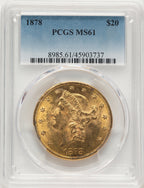 1878 $20 Blue Gradient Liberty Double Eagle PCGS MS61