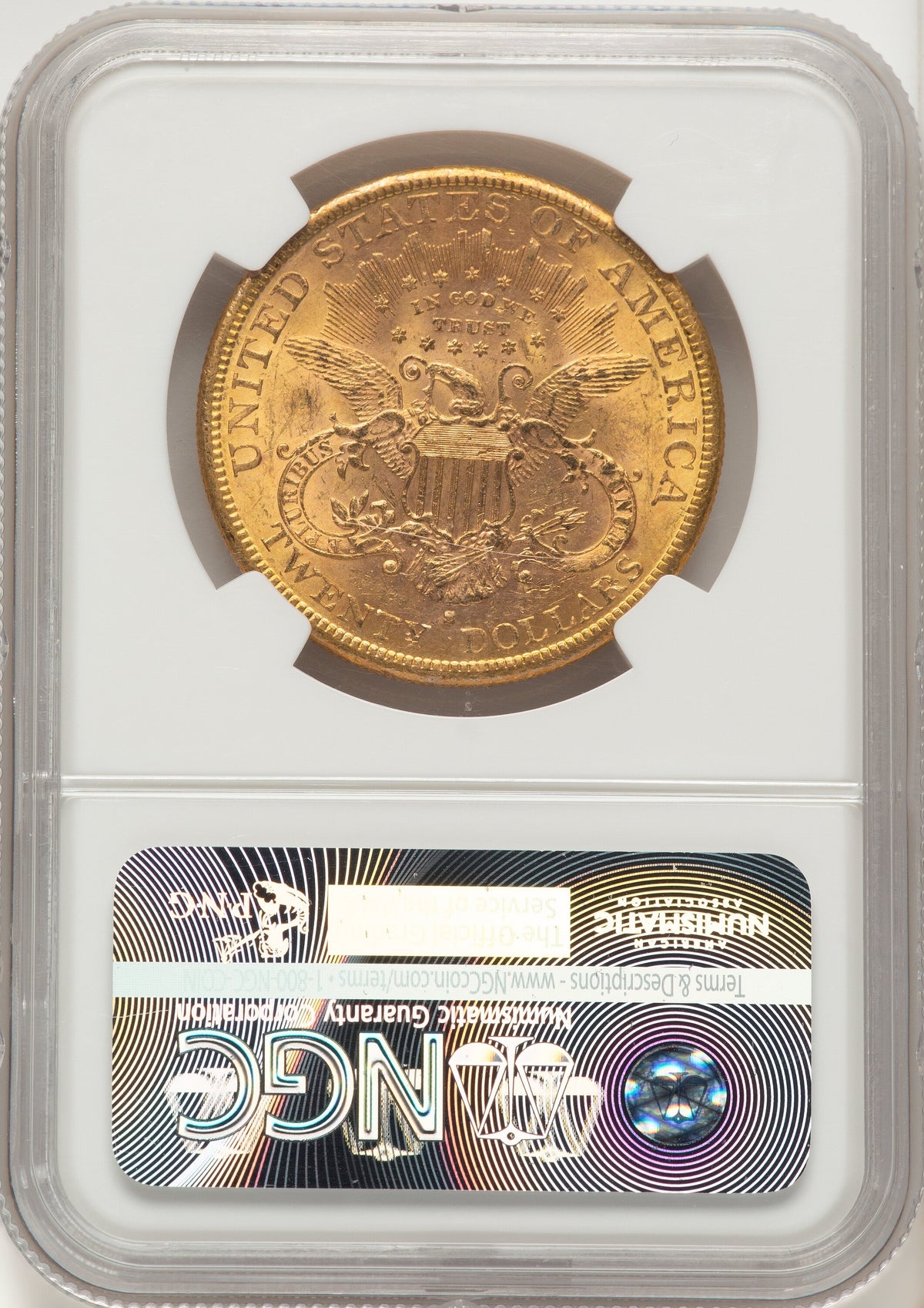 1884-S $20 Brown Label Liberty Double Eagle NGC MS61 | LCR Coin