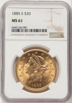 1885-S $20 Brown Label Liberty Double Eagle NGC MS61