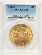 1878-S $20 Blue Gradient Liberty Double Eagle PCGS MS61