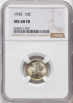 1935 10C FB Mercury Dime NGC MS68