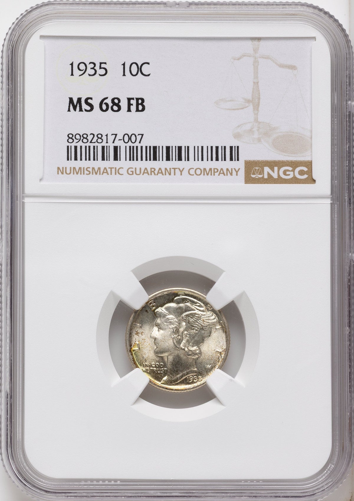 1935 10C FB Mercury Dime NGC MS68