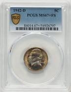 1942-D 5C FS Jefferson Nickel PCGS MS67+