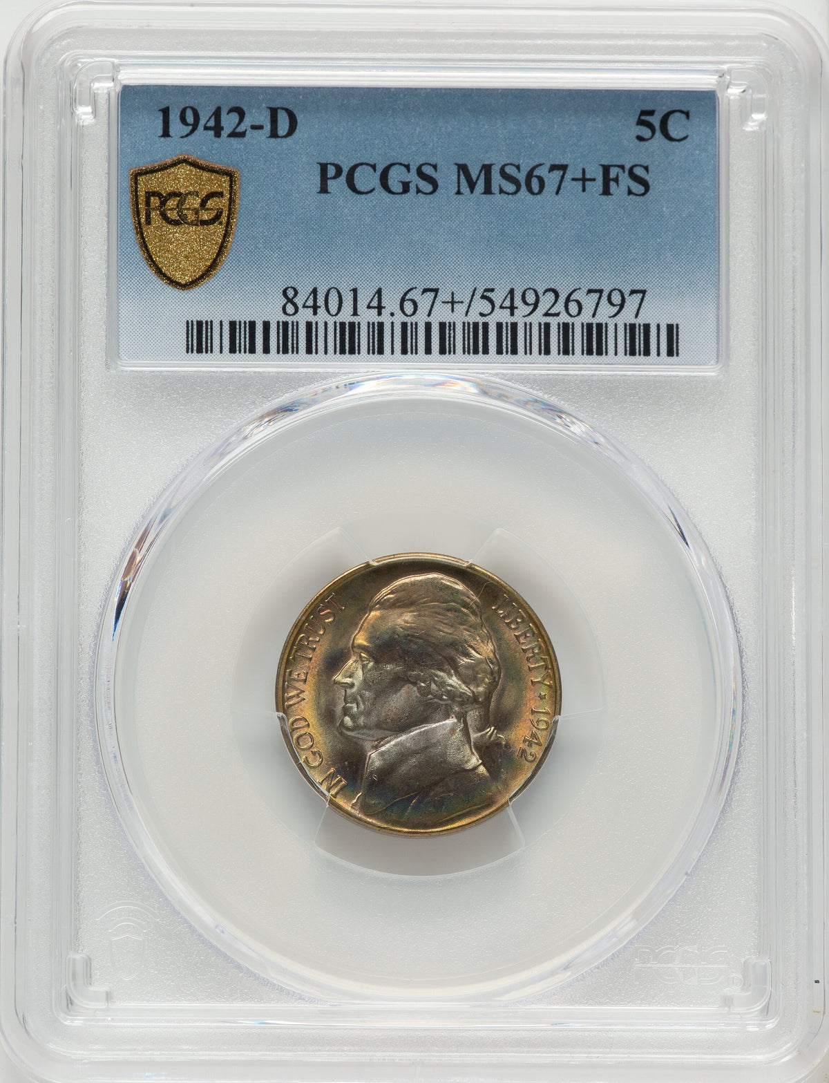 1942-D 5C FS Jefferson Nickel PCGS MS67+
