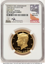 2014-W 50C Gold JFK 50th Anniversary FDI John Denver Proof Kennedy Half Dollar NGC PR70 Mercanti