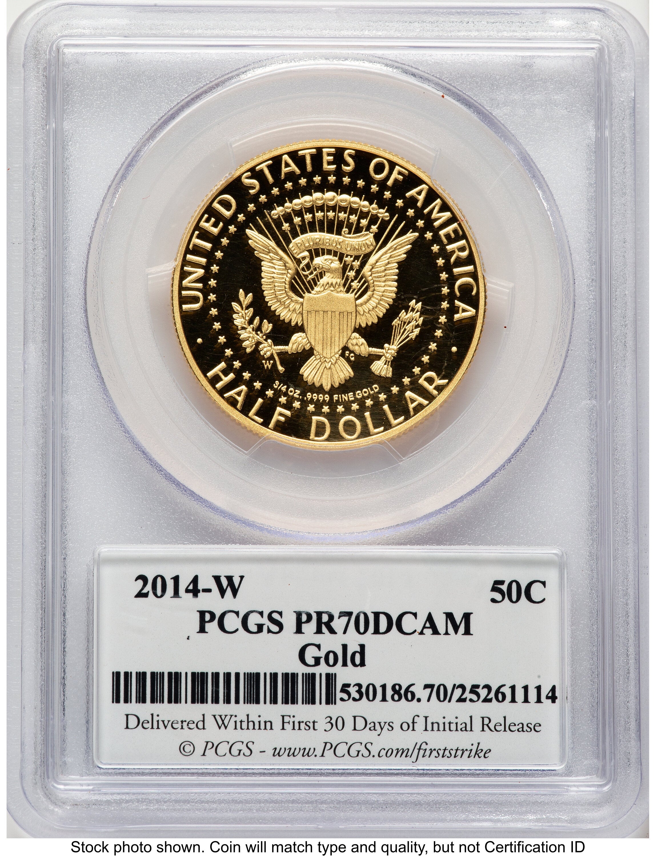 2014-W 50C Gold JFK 50th Anniversary FS JFK Flag Chicago August 2014 Proof Kennedy Half Dollar PCGS PR70