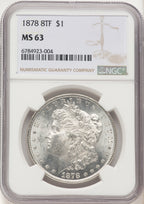 1878 8TF $1 VAM 12 Notched Star Morgan Dollar NGC MS63