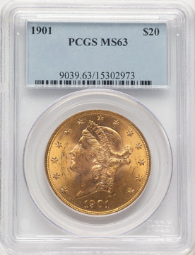 1901 $20 Liberty Double Eagle PCGS MS63