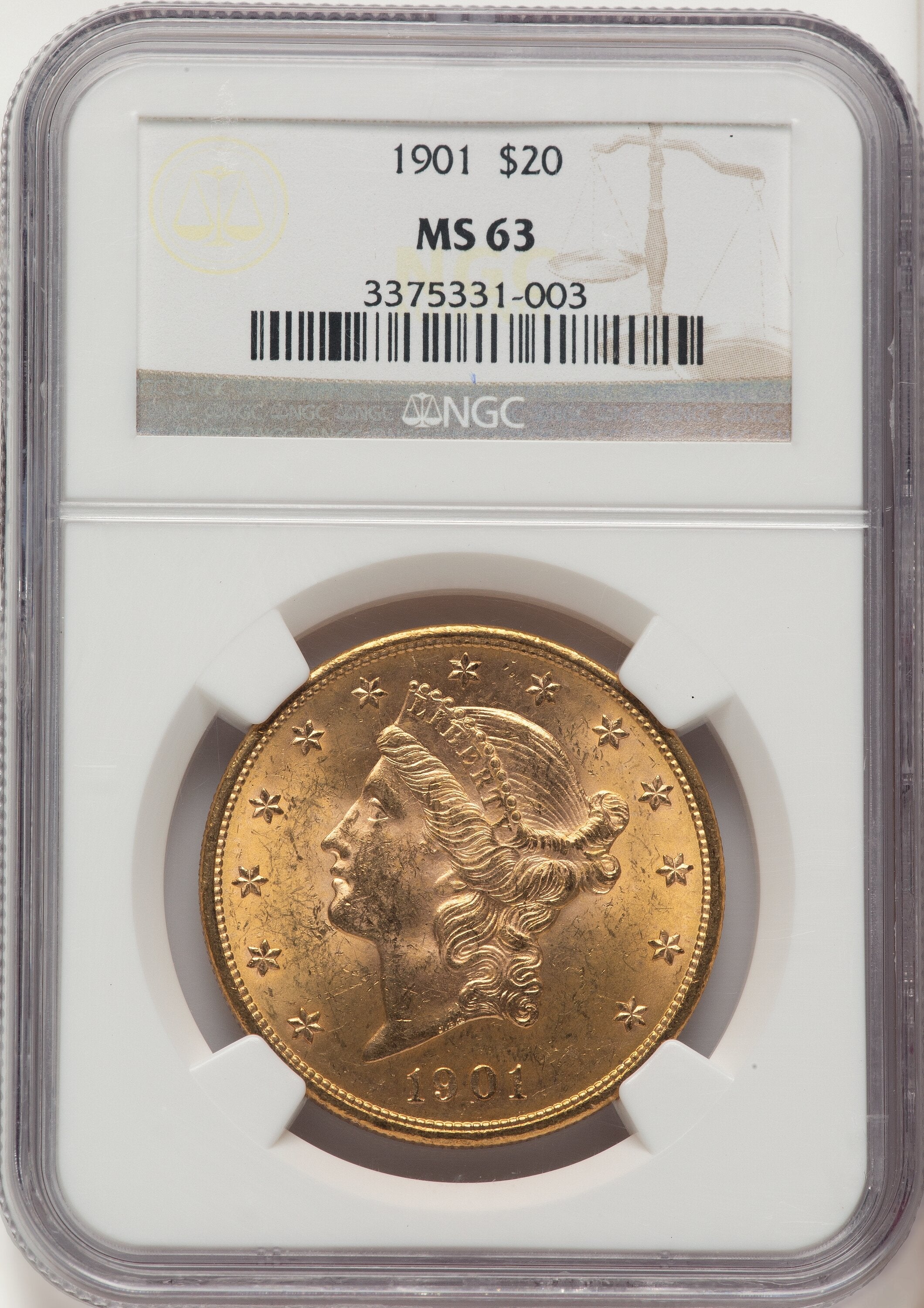 1901 $20 Liberty Double Eagle NGC MS63