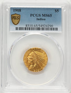 1908 $5 Indian Indian Half Eagle PCGS MS65