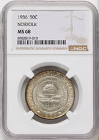 1936 50C Norfolk Commemorative Silver NGC MS68