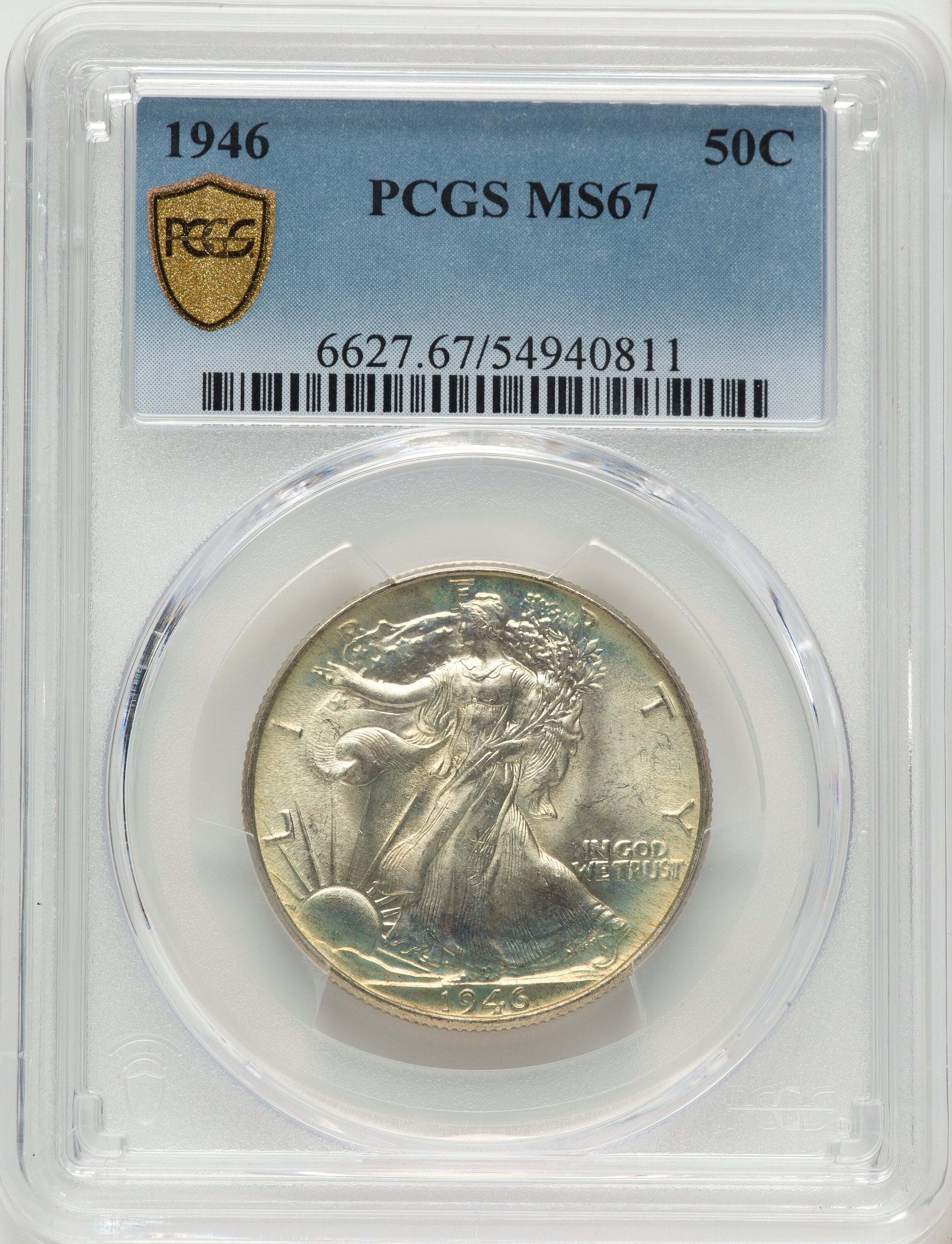 1946 50C Walking Liberty Half Dollar PCGS MS67