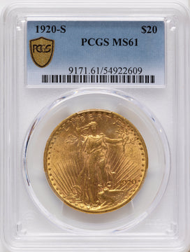 1920-S $20 Saint-Gaudens Double Eagle PCGS MS61