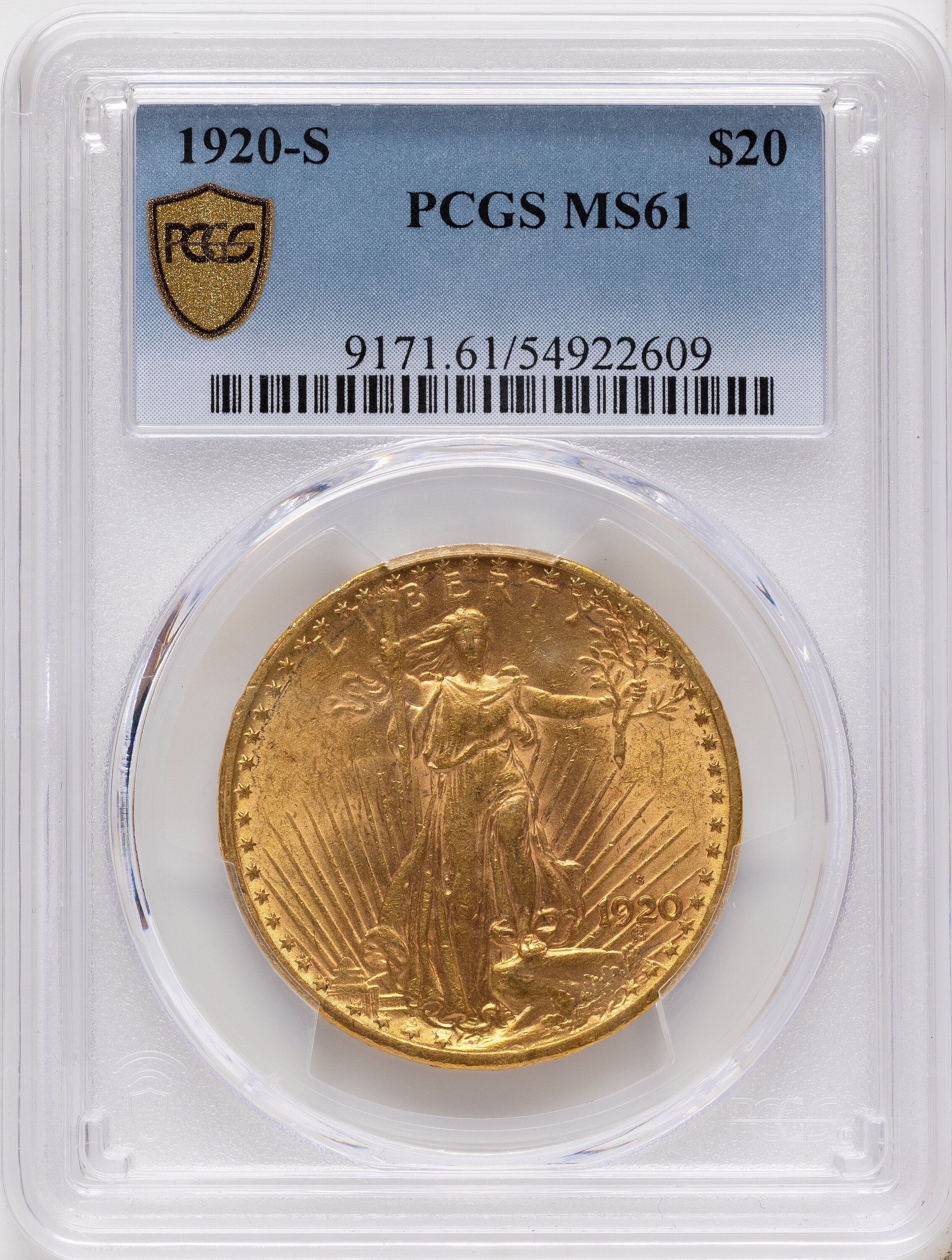 1920-S $20 Saint-Gaudens Double Eagle PCGS MS61