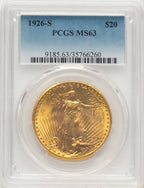 1926-S $20 Saint-Gaudens Double Eagle PCGS MS63