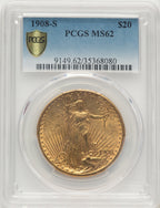 1908-S $20 Saint-Gaudens Double Eagle PCGS MS62